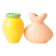 Paire de vases "bonbons" en céramique rose, jaune et vert