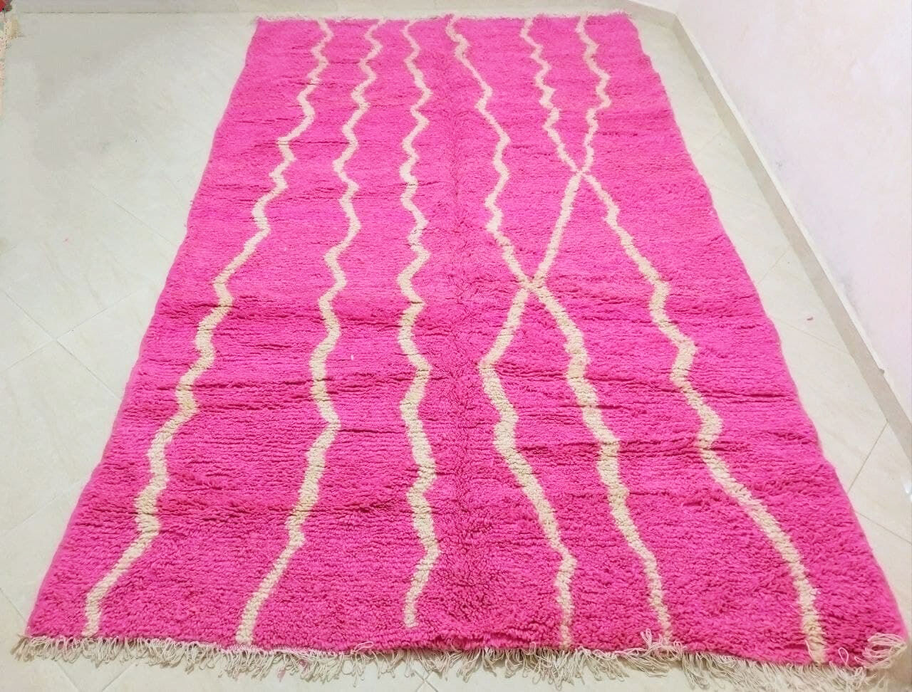 Pink berber azilal carpet 300 x 190 cm