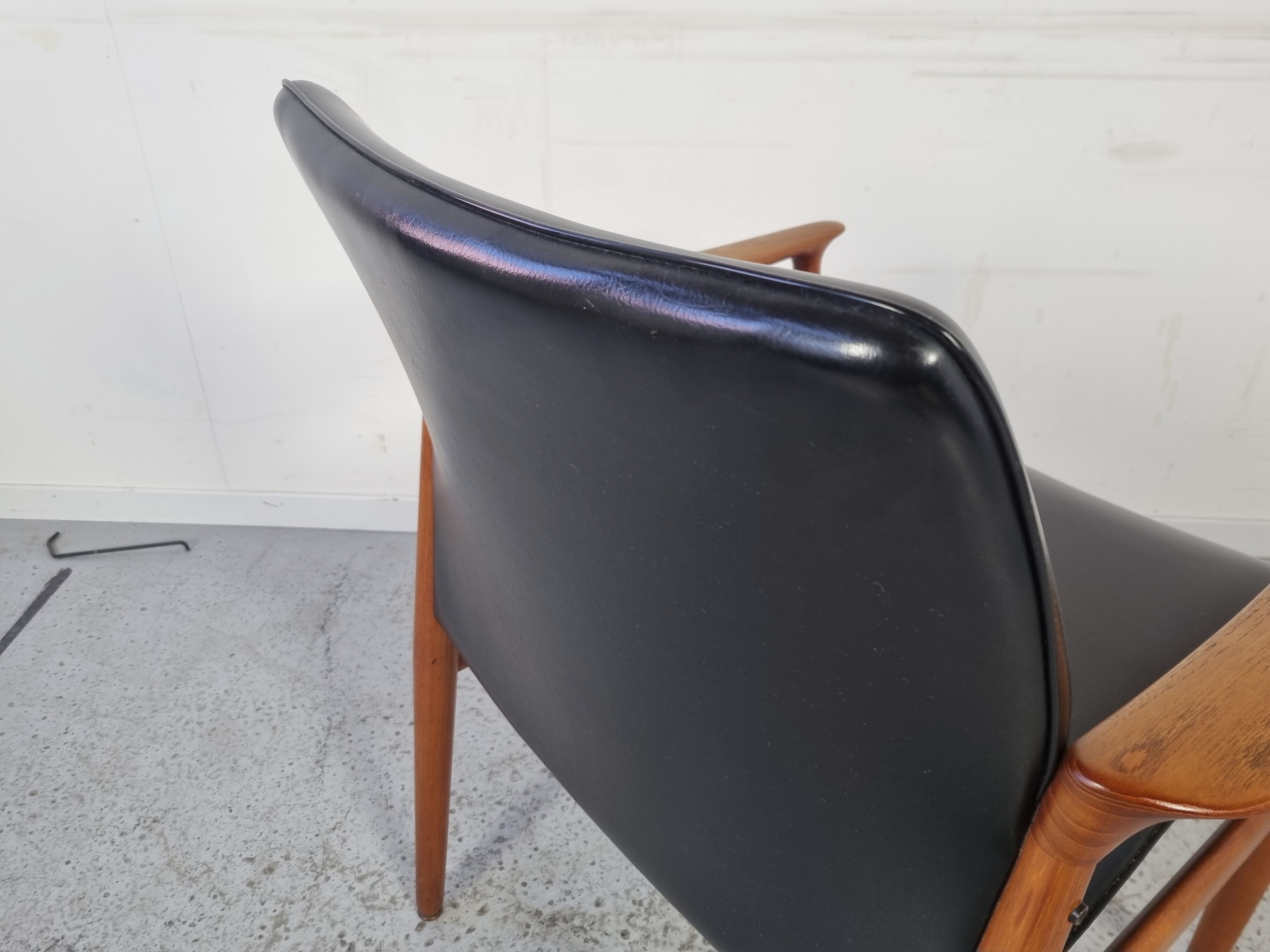 Teak and Skai office chair from Grete Jalk for Glostrup, 60s