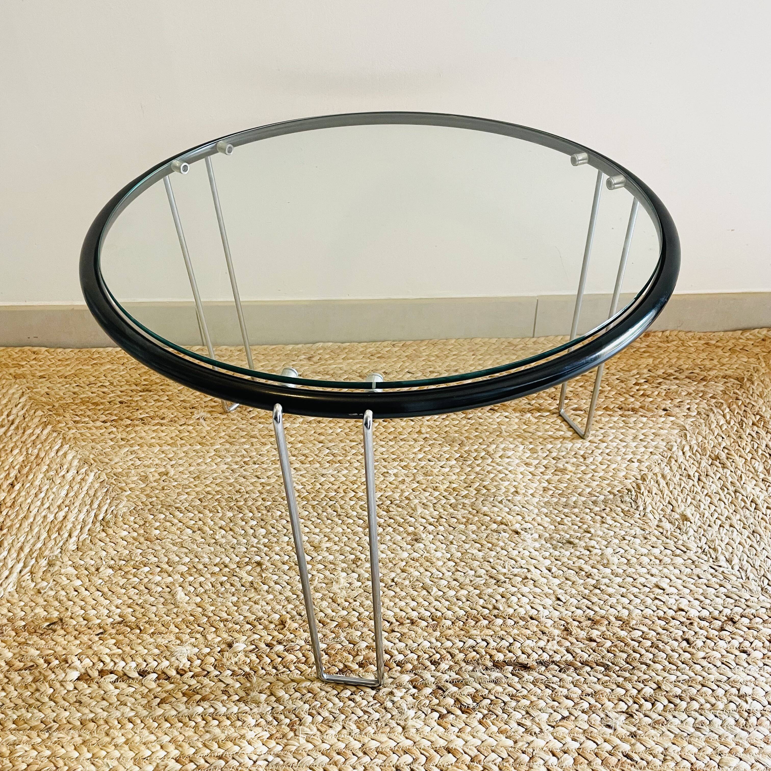 Table Basse Design Vintage Italienne Années 70 - Chrome & Verre - Élégance