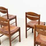 Set of six brutalist french dining chairs.