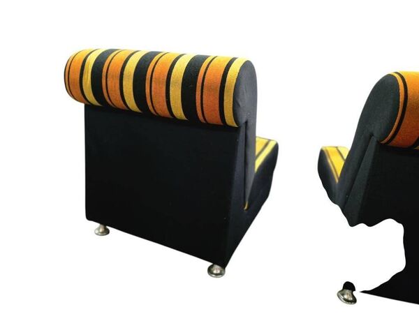 Fauteuil vintage à rayures orange space age / fauteuil une place