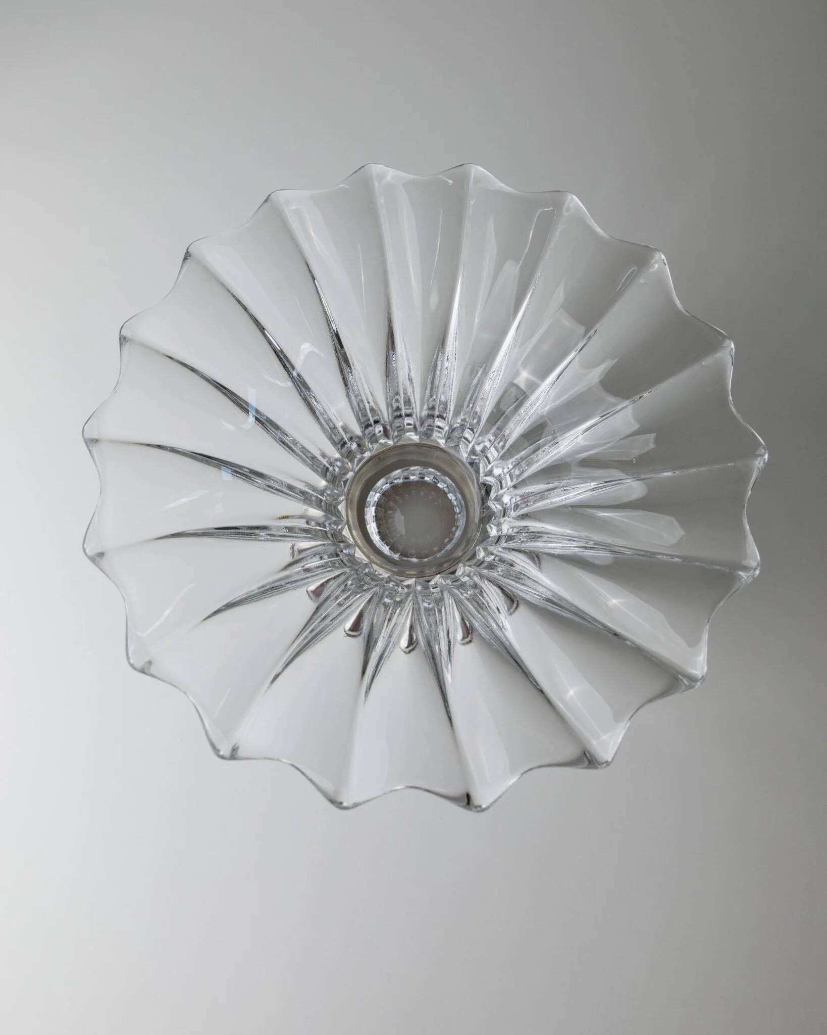 Grand bol en cristal clair vintage avec pied en argent - pièce maîtresse des années 1940 en Italie