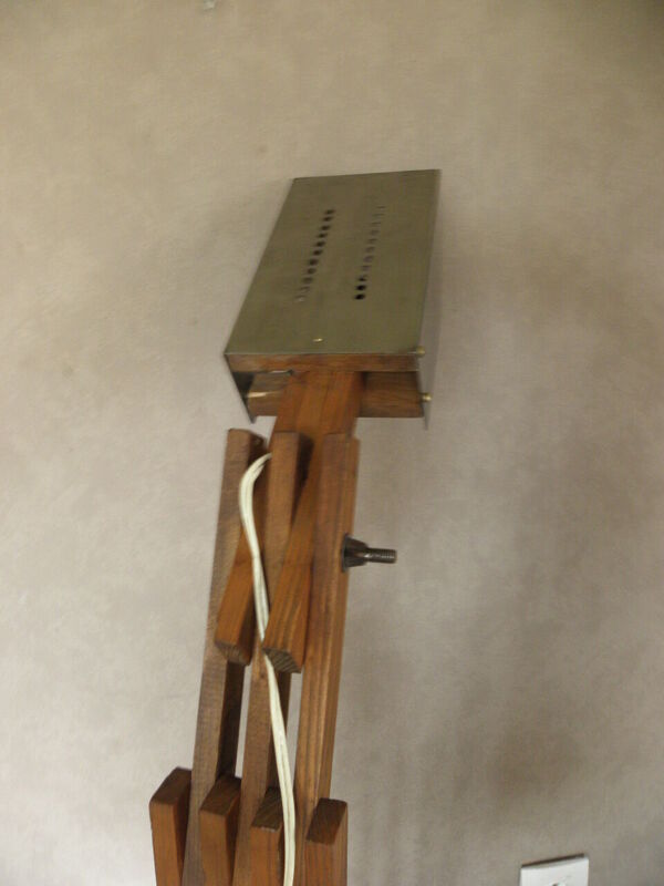 Lampe de table en bois grue rétro vintage