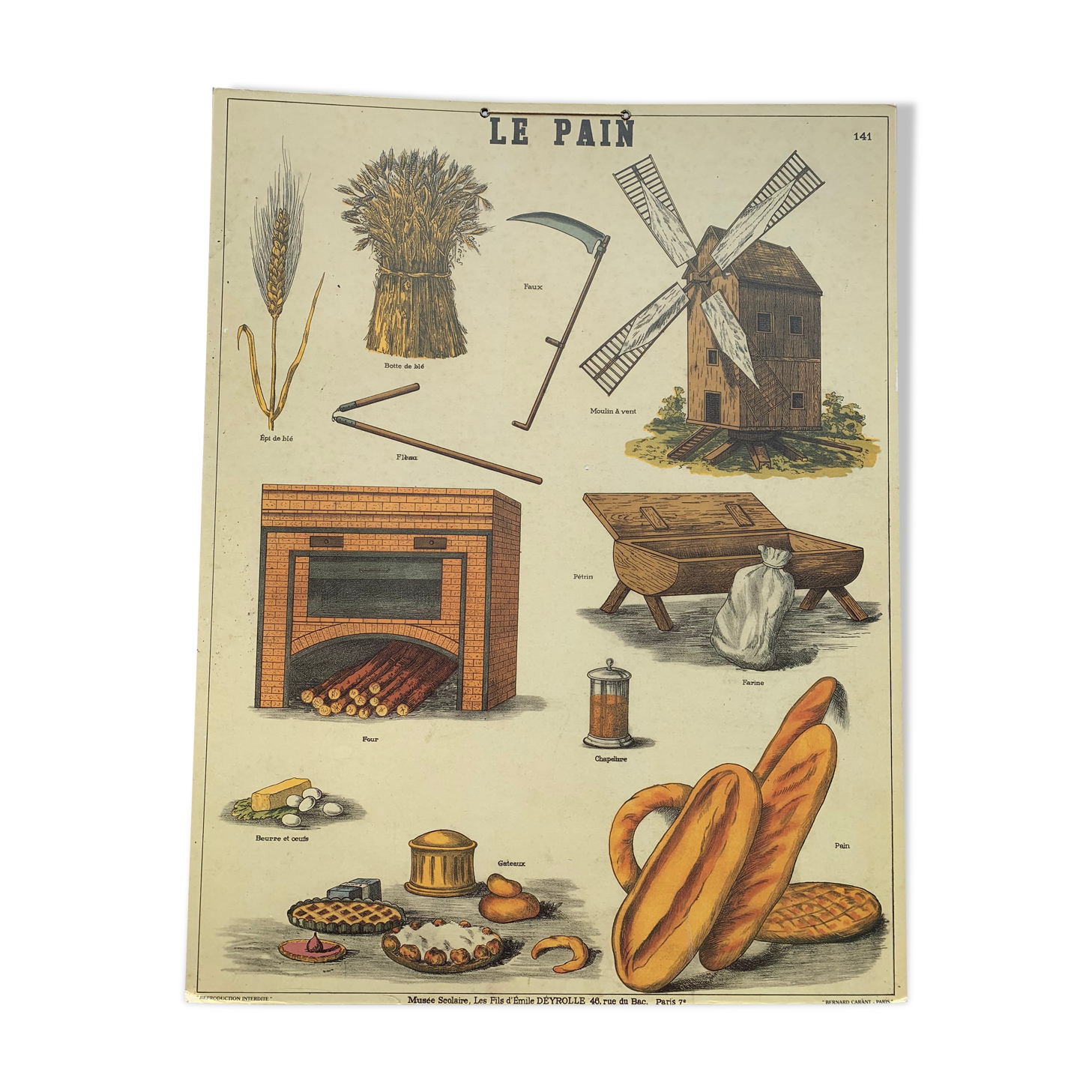 Vintage school poster "Le Pain" plank number 141