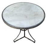 Parisian pedestal table in wrought iron and marble top, France 1900