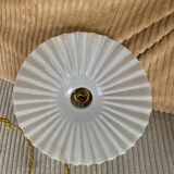 Vintage white pleated opaline pendant lamp