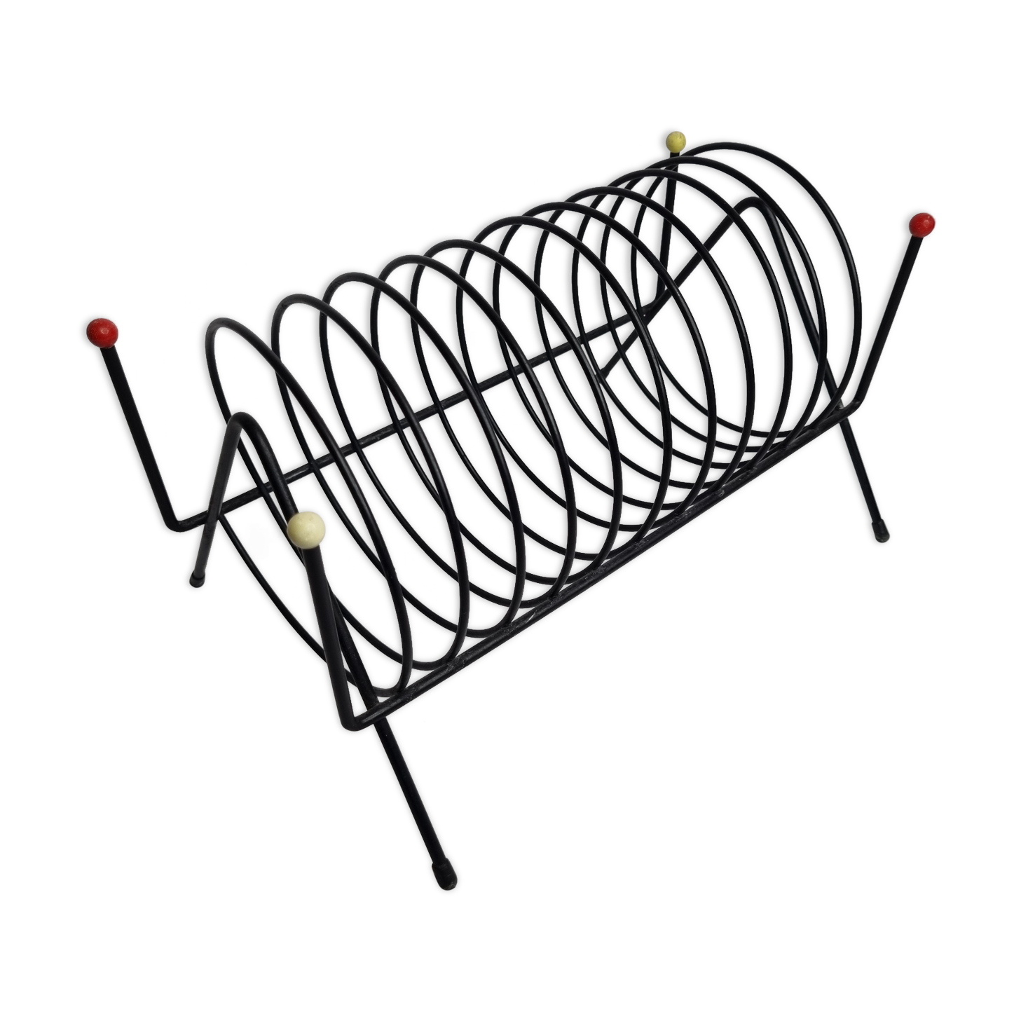 Magazine holder, vinyl holder "spring" in vintage metal, 30 cm