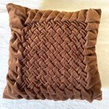 Coussin vintage en velours plissé