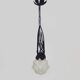 Chandelier, Art Deco suspension in wrought iron and star globe in glass paste.