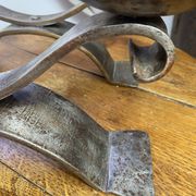 Brutalist wrought iron candlestick pair