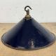 Industrial British Dark Blue Enamel Factory Pendant Lamp, 1950s