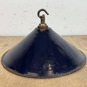Industrial British Dark Blue Enamel Factory Pendant Lamp, 1950s