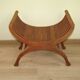 Solid Wood Curule Stool Vintage French Curved Slatted Seat Mid Century