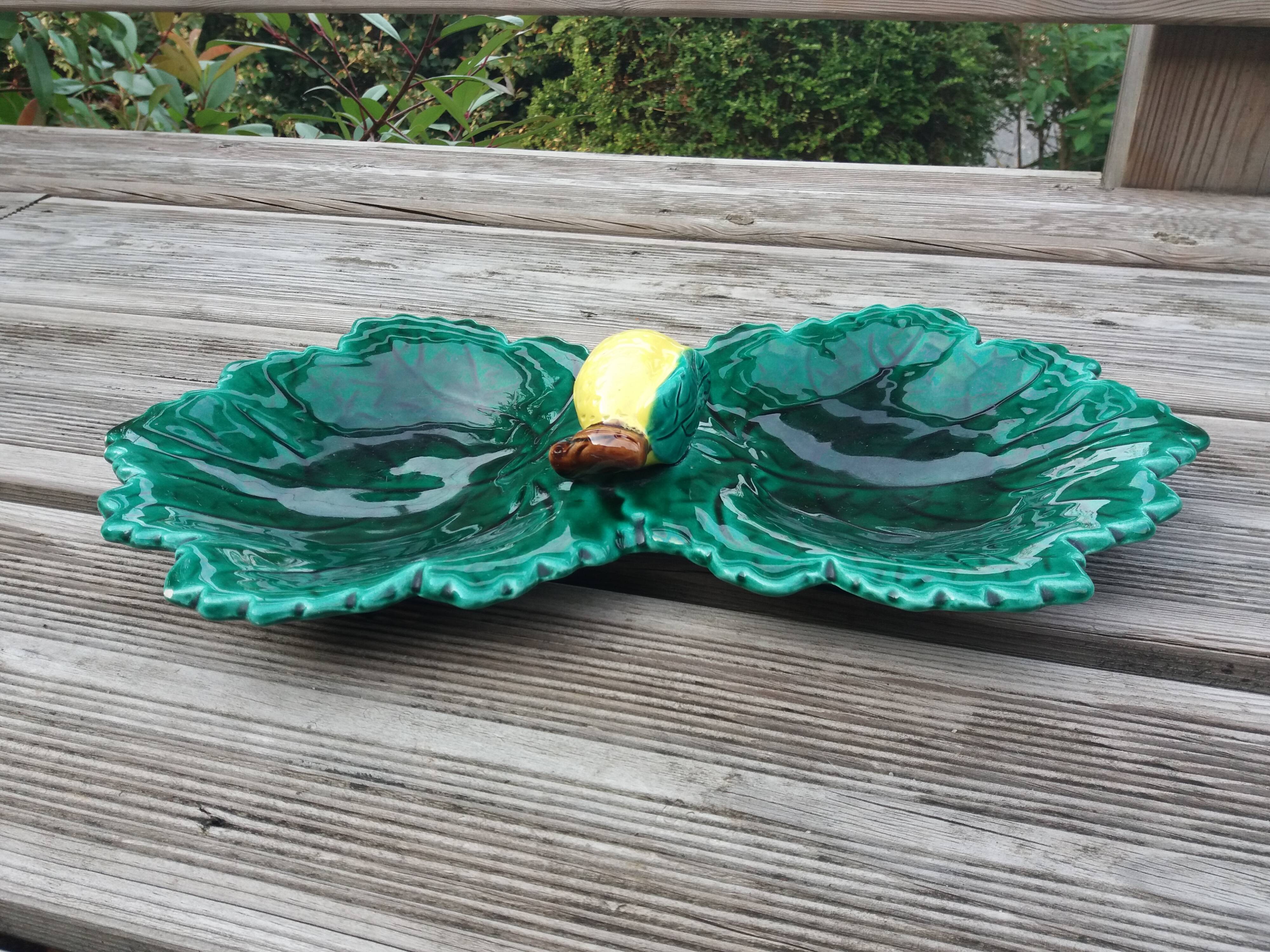 Empty cup pocket leaves and lemon in slip by Ferlay in Vallauris
