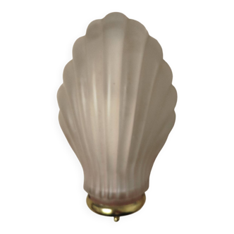 Art Deco wall light in frosted pink glass shell design.