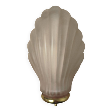 Art Deco wall light in frosted pink glass shell design.