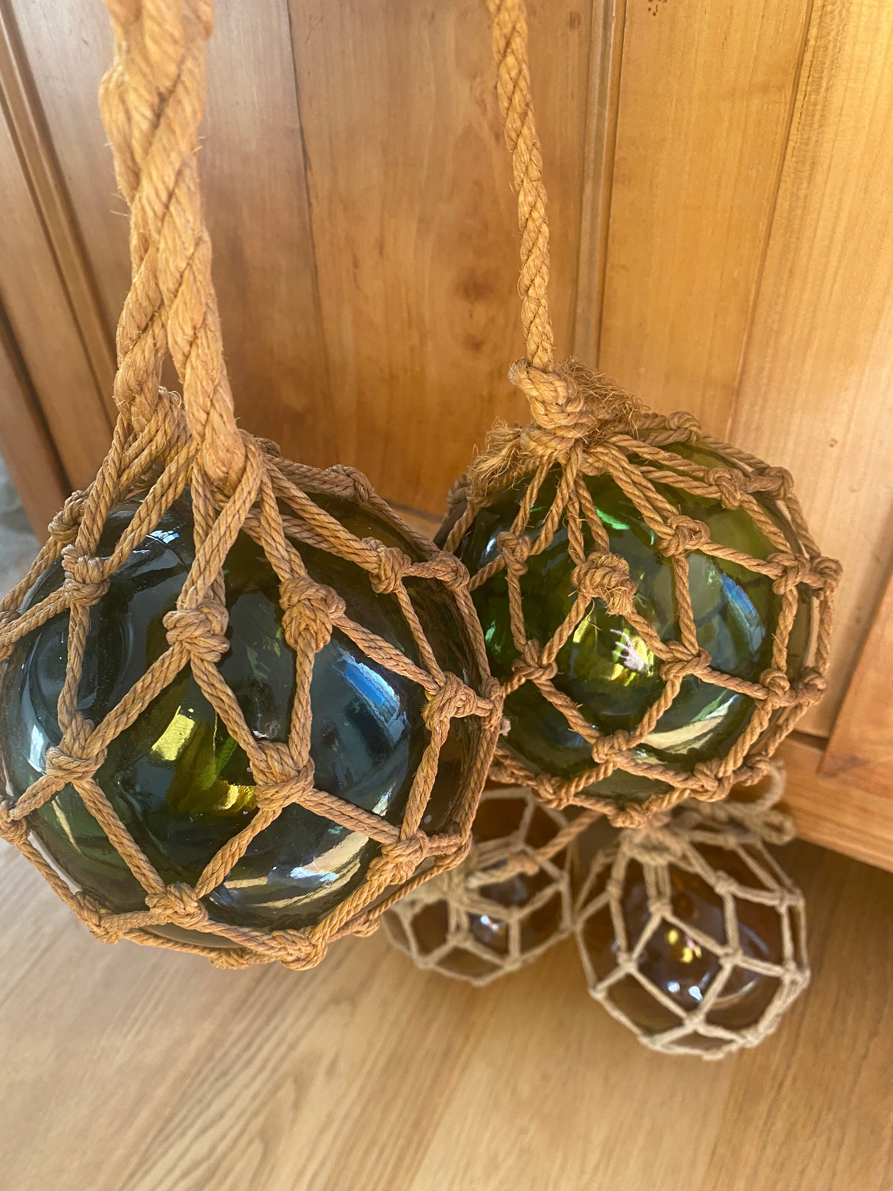 4 vintage fisherman float balls