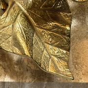 Bronze and travertine water lily lamp attributed to Maison Charles, circa 1970.