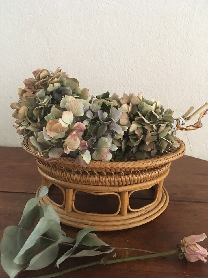 Canning basket and 70s rattan