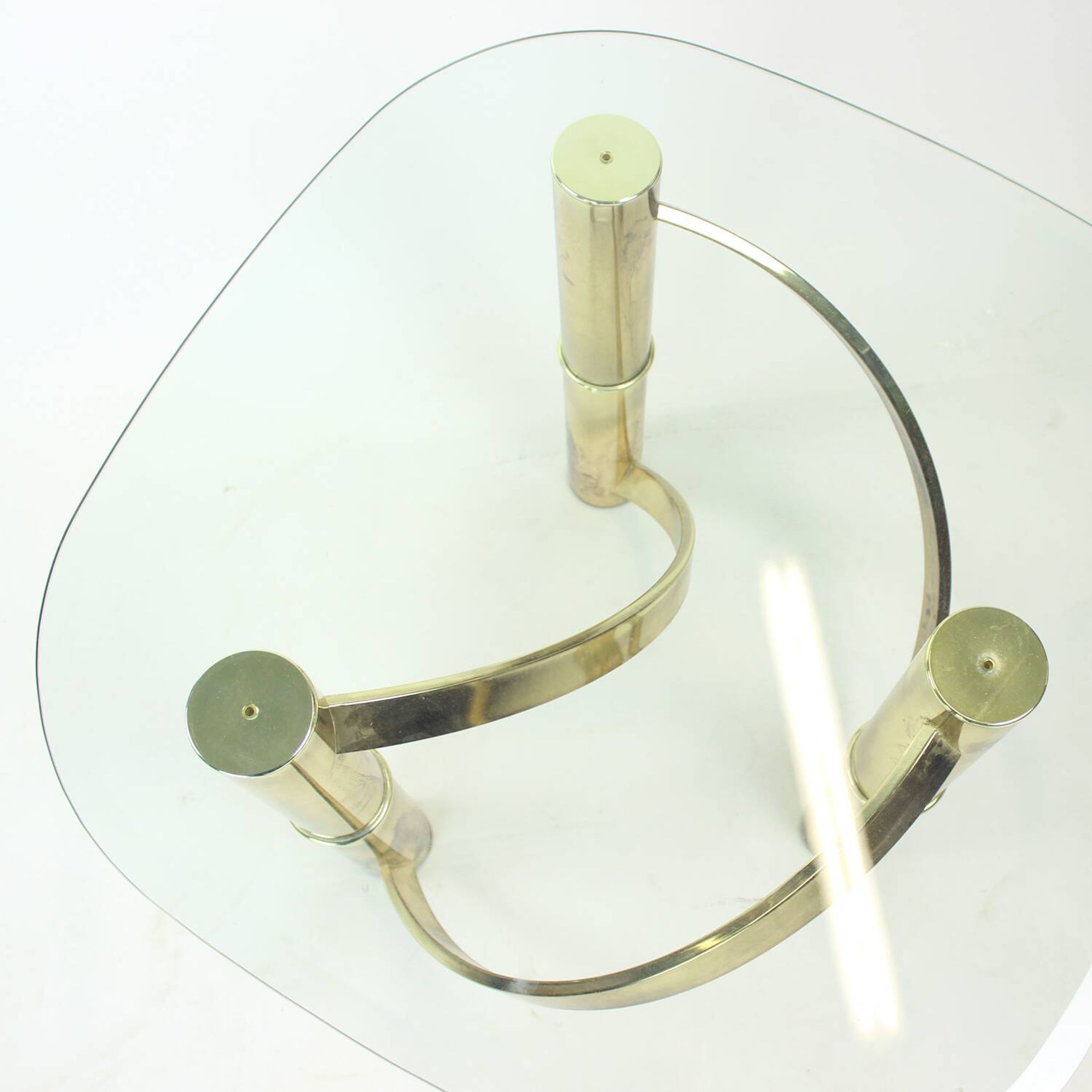 Swirl Coffee Table In Brass & Glass, Italy 1970s