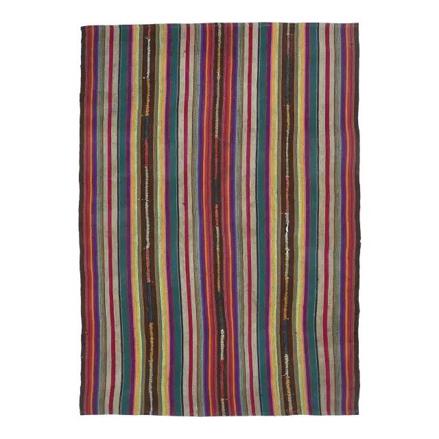 Vintage Turkish Oushak Handmade Wool Cotton Beige Kilim Area Rug 167x231