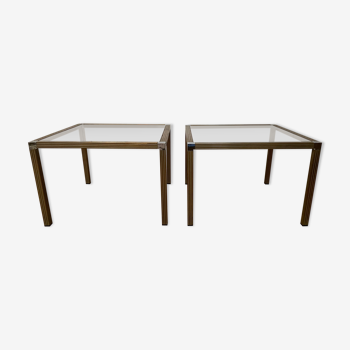 Side tables in striated gilded metal