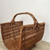 Log basket, woven wicker