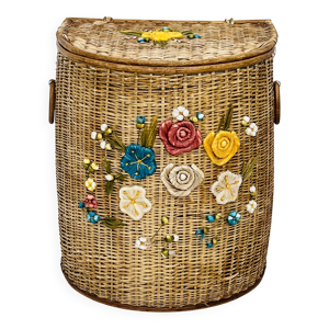 Manne vintage en osier - floral