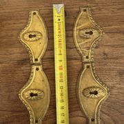 4 antique bronze/gilded brass lock plates Louis XV furniture Na