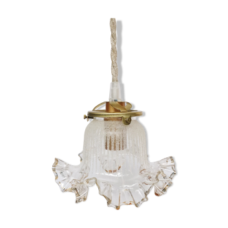 Vintage walking lamp frosted decoration and golden bordered petticoat