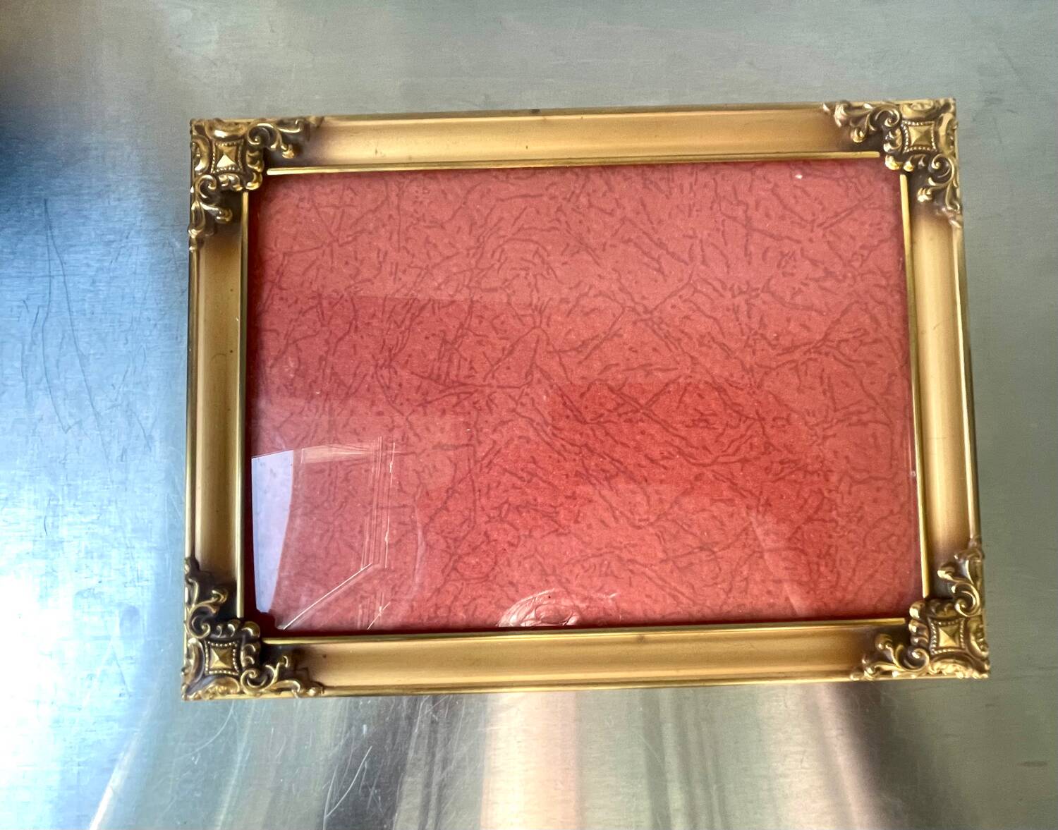 Vintage Metal Picture Frame 23 cm x 17 cm CONVEX glass