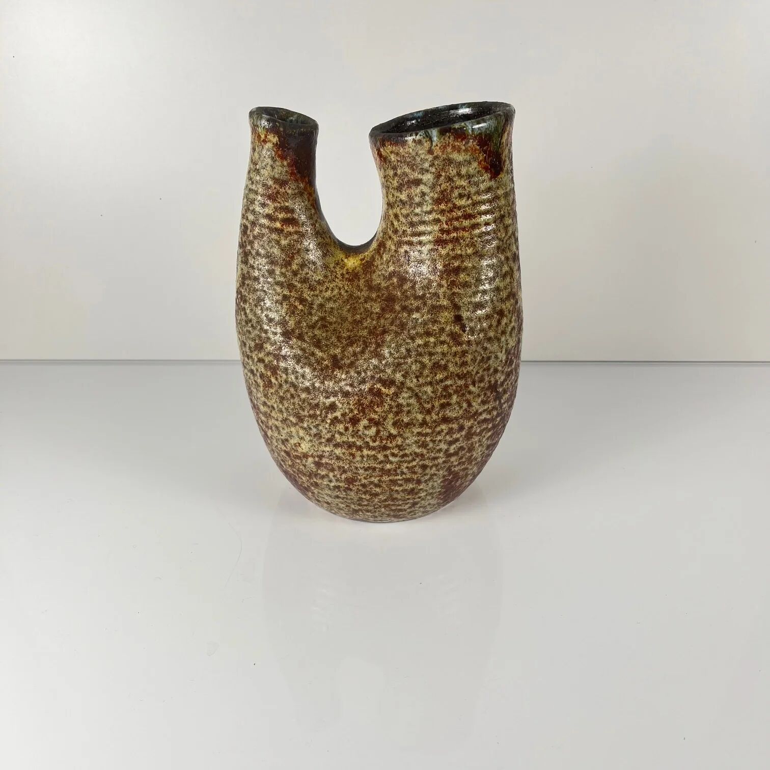 Double vase in the style of Accolay, speckled stoneware, 1960-70.