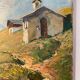 Old painting, Swiss mountain landscape signed H Herzer, mid-XX century