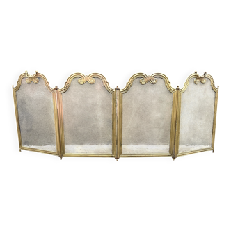 Antique brass fireplace screen from the 1920s, 4-panel fireplace screen