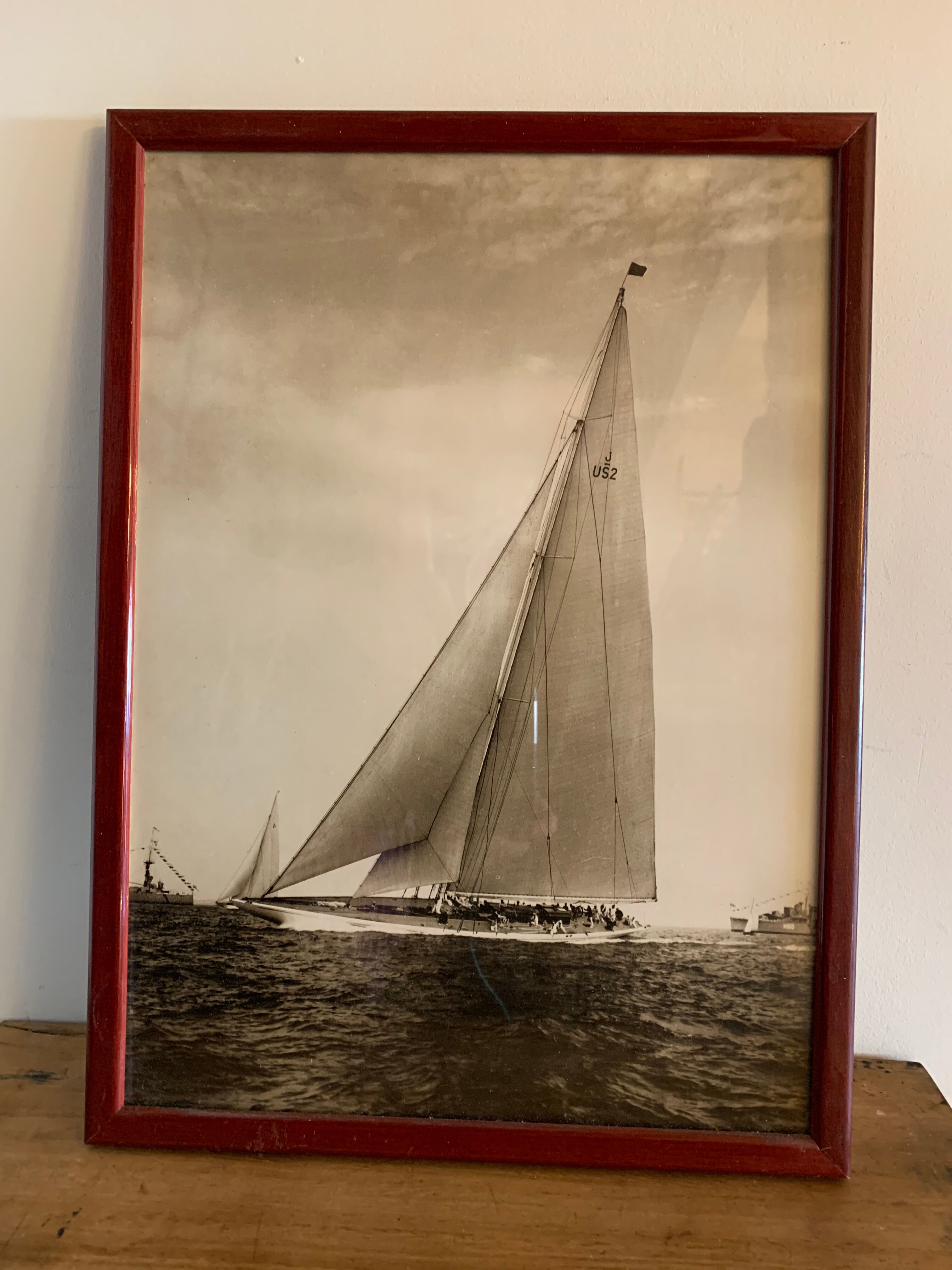 Lot of 3 black and white photographs sails and sailboats