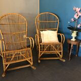 2 rattan rocking chairs