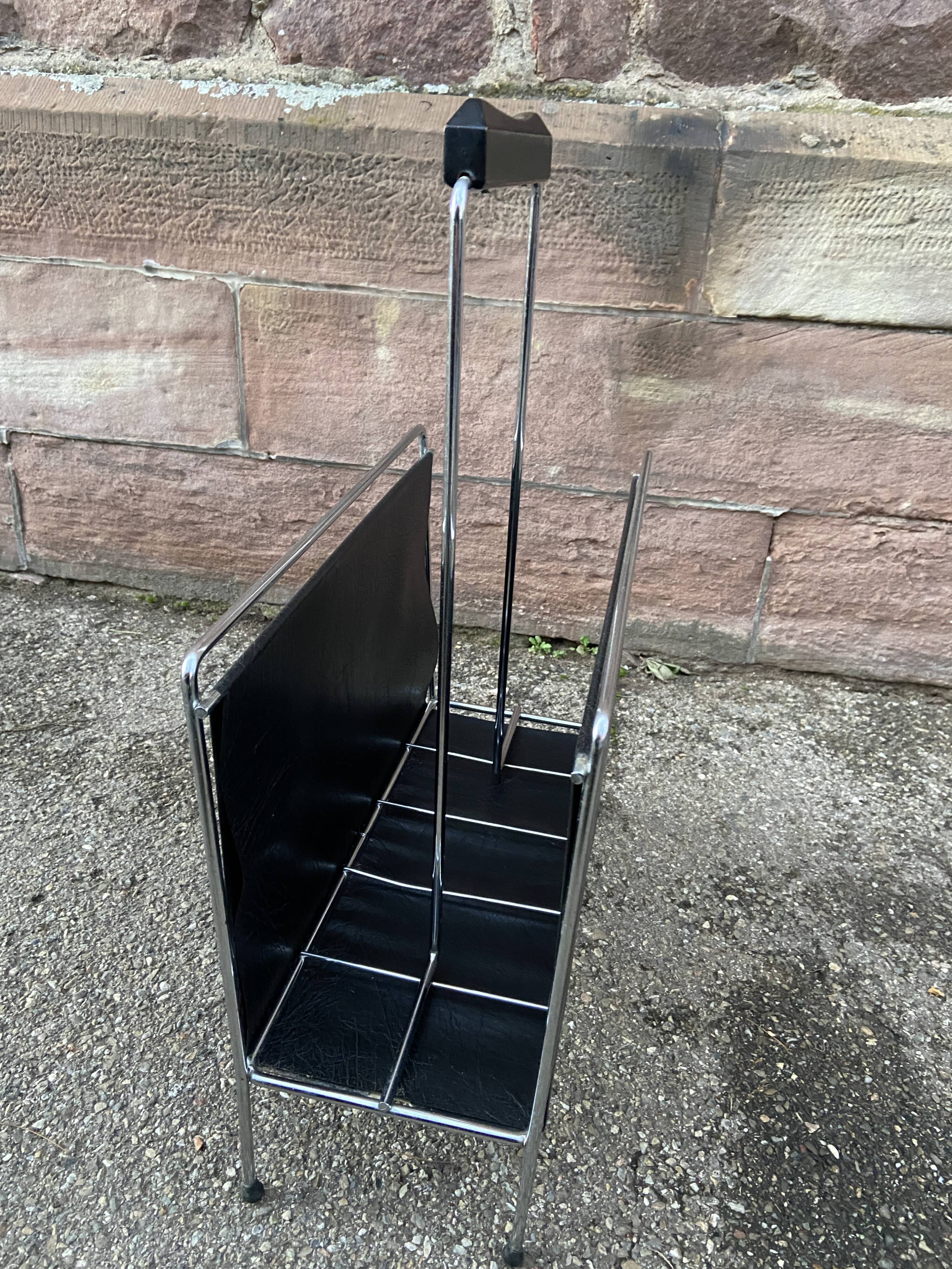 Magazine holder vintage imitation leather mid-century 1970