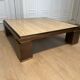 XXL copper brass and travertine square coffee table, Belgo Chrom