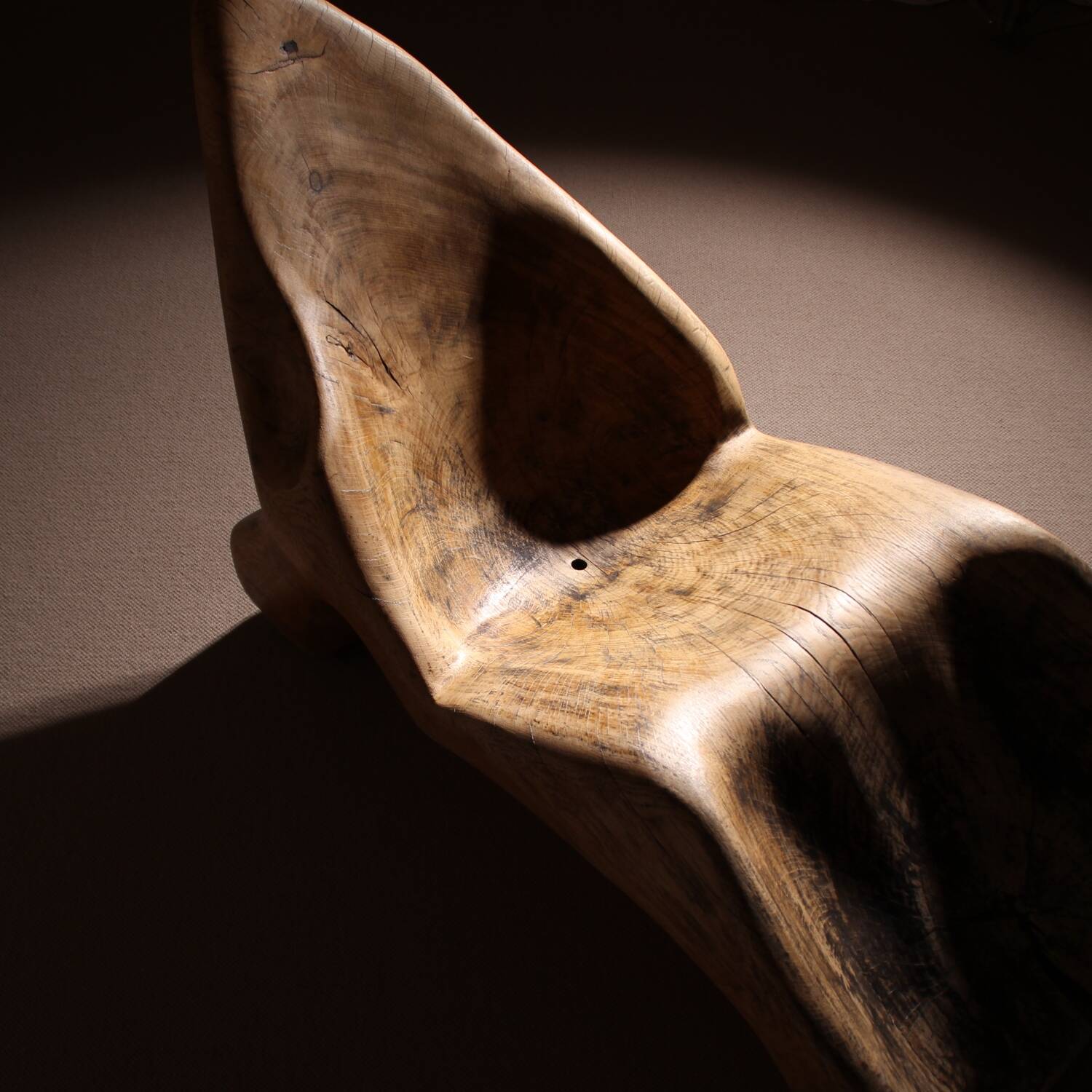 Brutalist Chaise Longue – Lounge Chair in Solid Oak | Germany 1970s