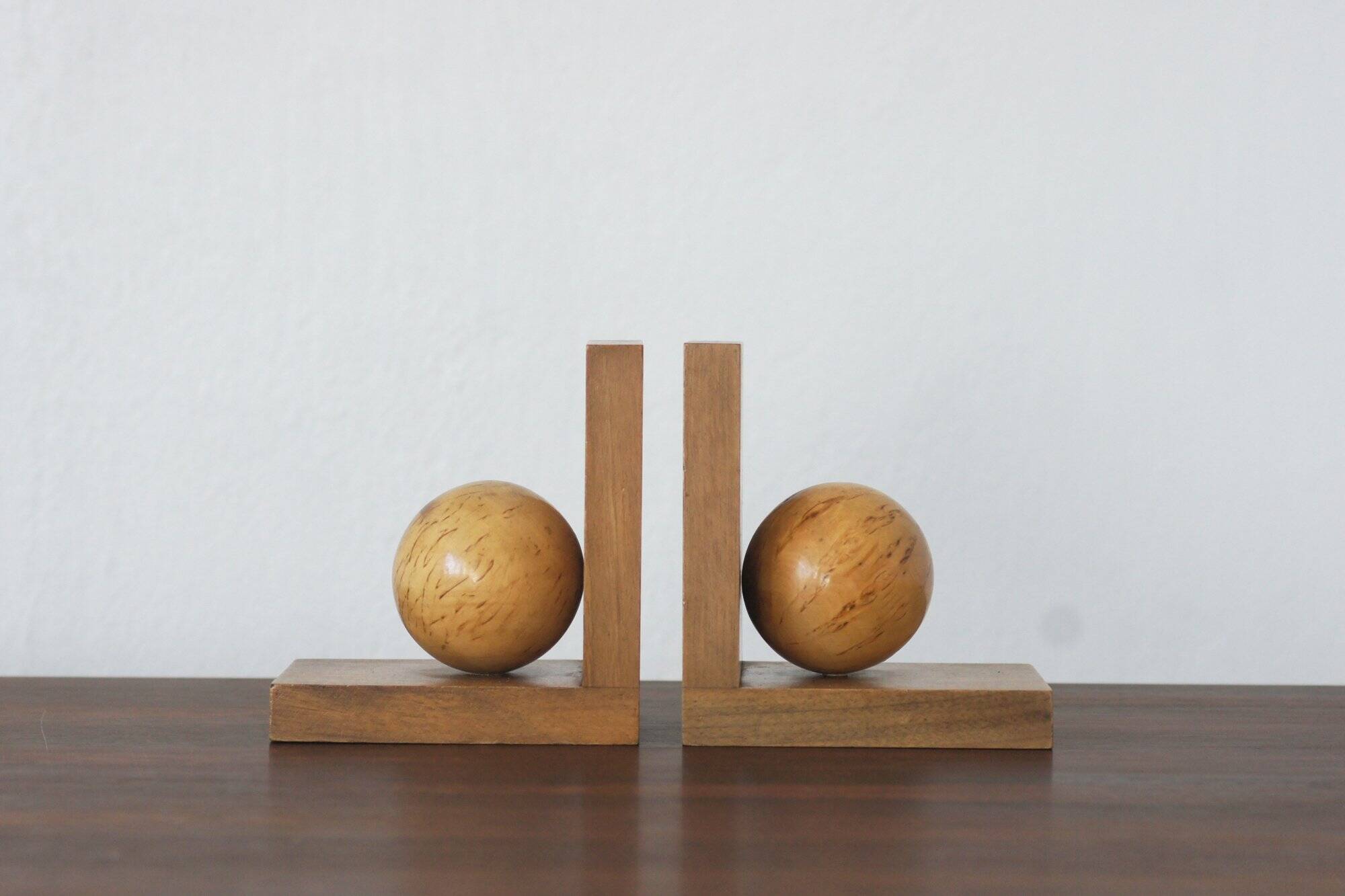 Mid-Century Modern Wooden Bookends, 1950s, Set of 2