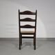 Set of 2 oak, rustic, farmhouse, ladderback dining chairs with rush seats