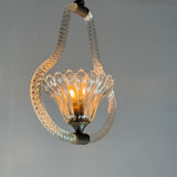 Venetian chandelier in colourless Murano glass and brass, circa 1950.