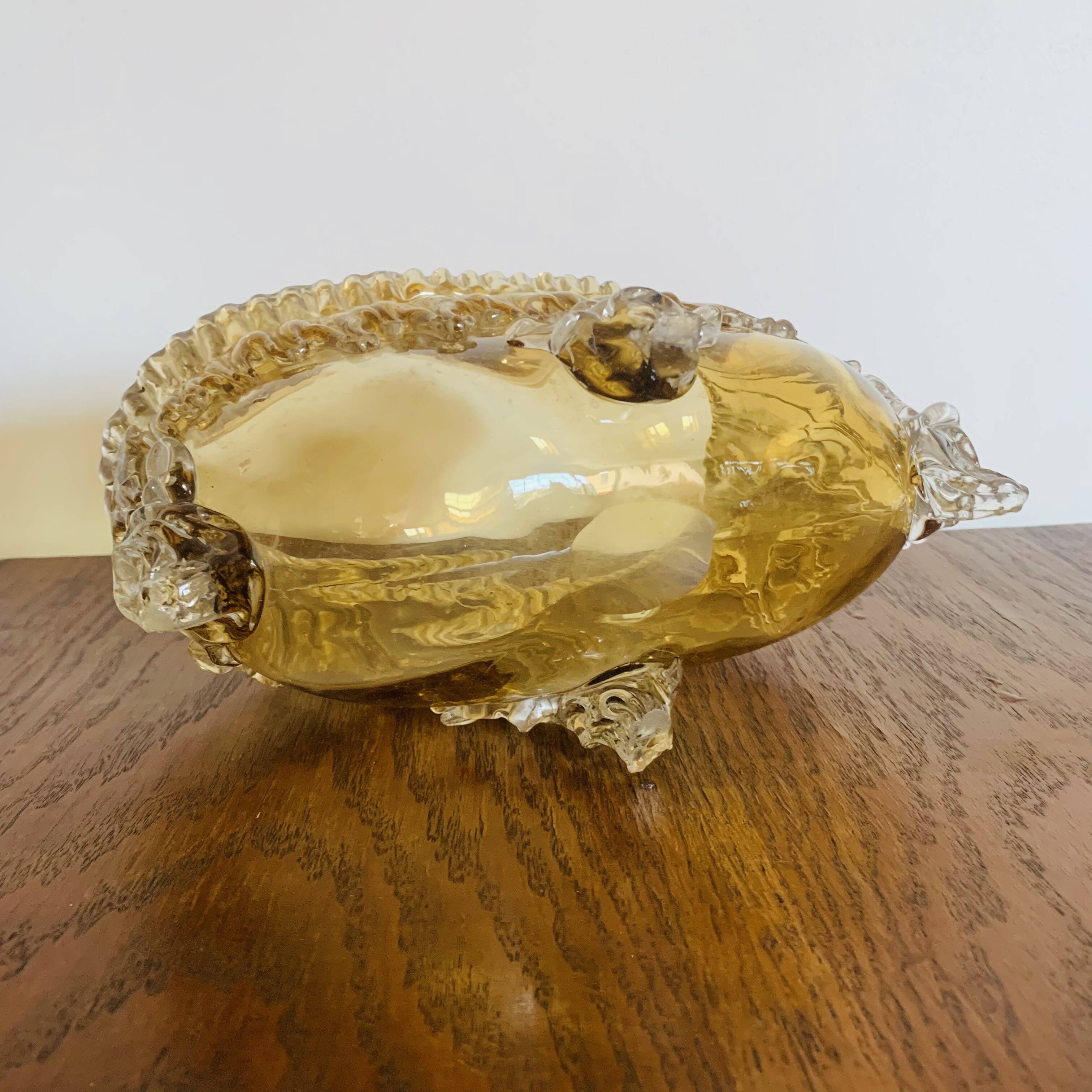 Grande coupe vintage en verre ambré