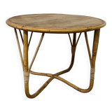 Small round vintage rattan table
