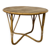 Petite table ronde en rotin vintage