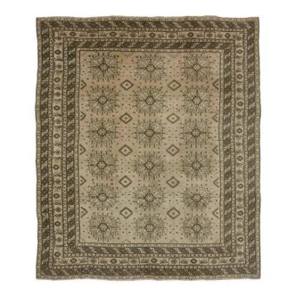Handmade oriental 1980s 297 cm x 355 cm beige wool carpet