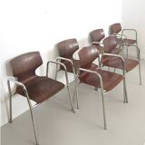 Set of Six Curved Beech Desk Chairs by Pagholz Flötotto with Armrests, Germ