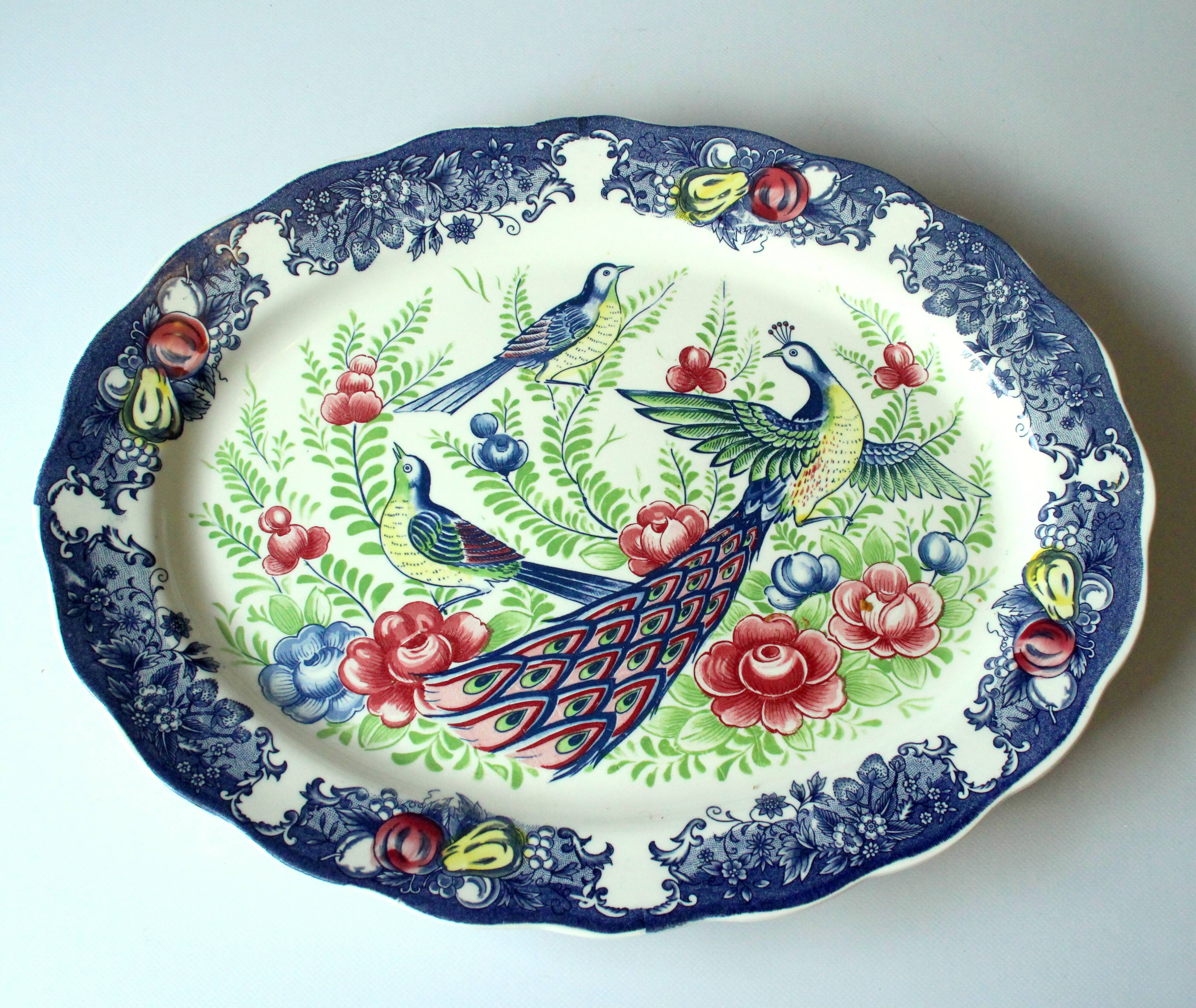 XL asian ceramic serving platter - made in Japan - Vintage