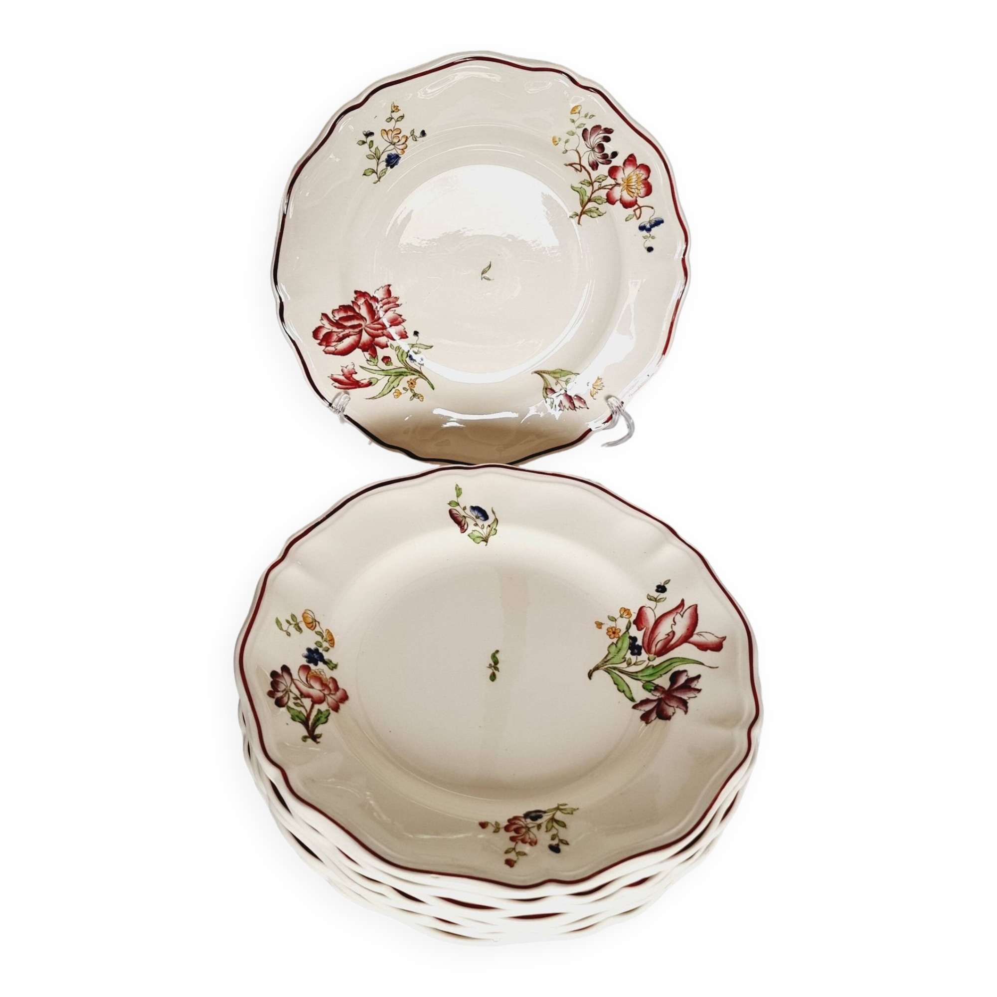 9 Terre de Fer Sarreguemines Flat Plates Rare Model from the Strasbourg Series